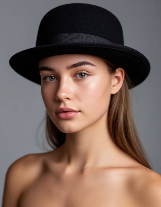 Промпты для Шедеврум, одежда модели, головные уборы, bowler hat или котелок Промпты для Шедеврум, одежда модели, головные уборы, bowler hat или котелок